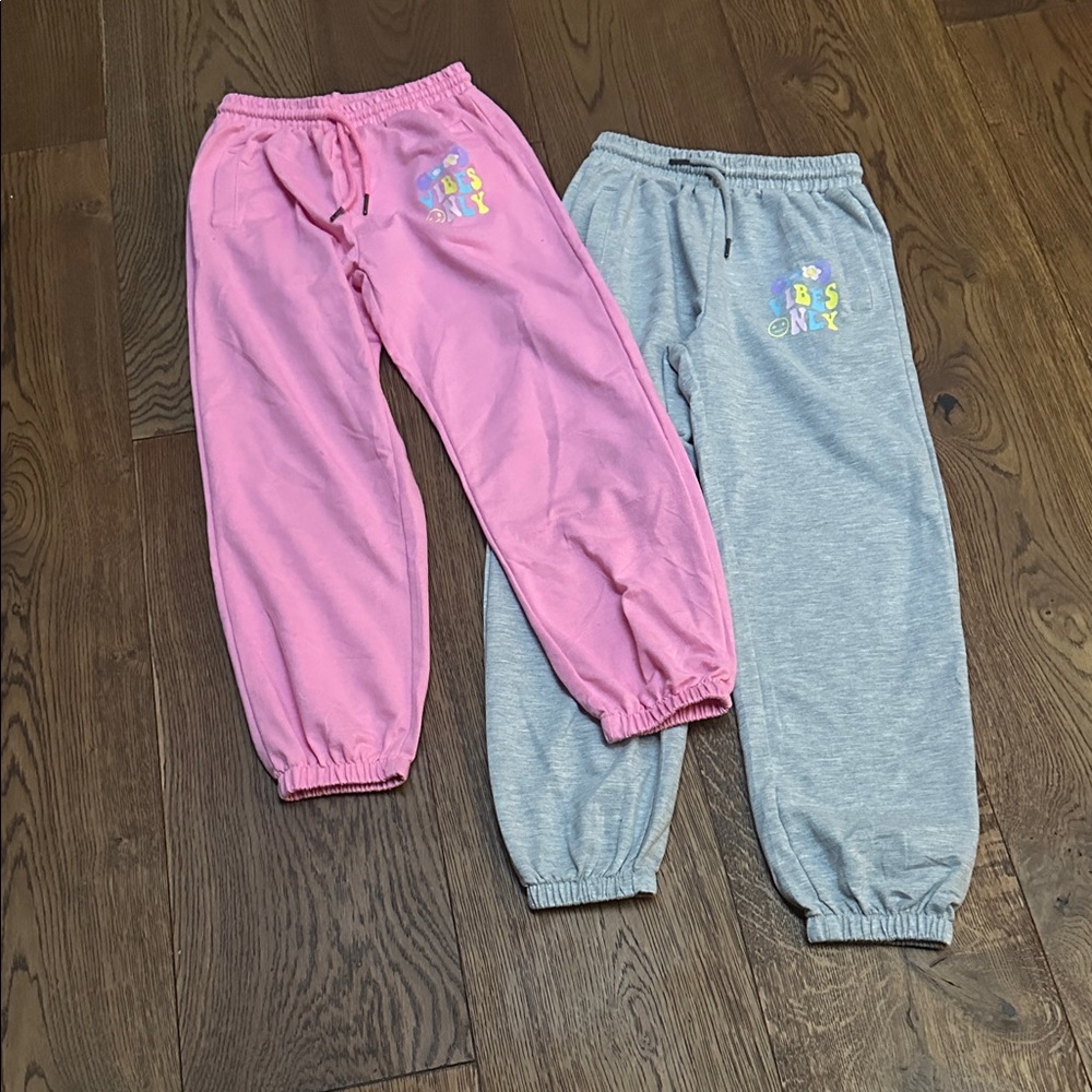 Kids Pink and Gray Jogger Pants